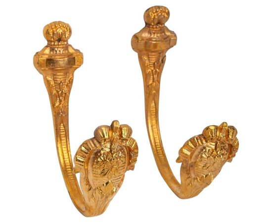Coppia di antiche "embrasses"  per tende in bronzo dorato - O/4740-5