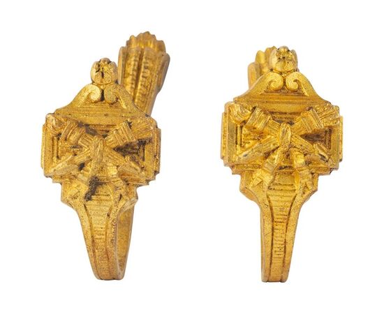 Pair of antique bronze tiebacks - O/6770-7