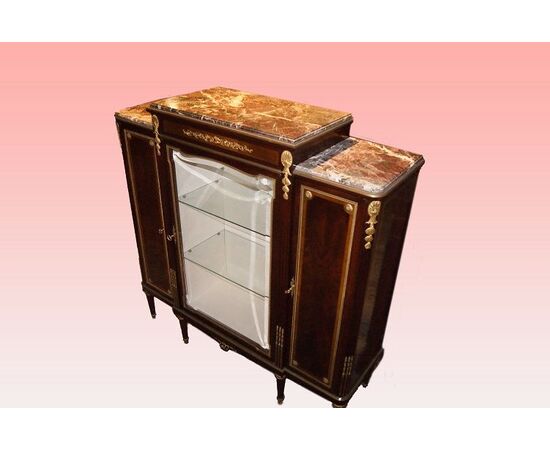 French 1800s Sormani showcase with 3 mahogany doors