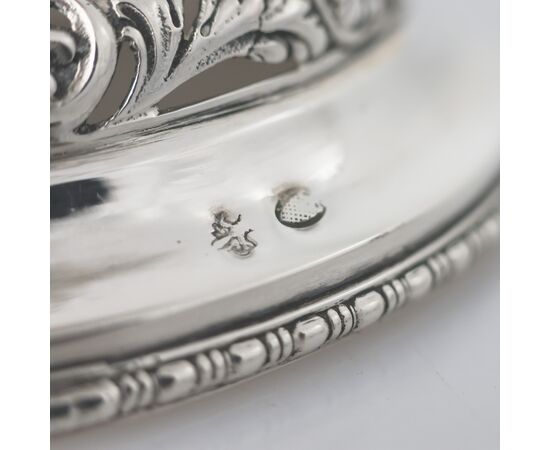 Pair of pierced, embossed and chased silver cups, Hanau, late 19th century