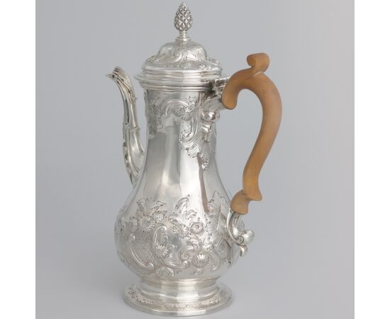 Caffettiera in argento sterling Giorgio III, William Cripps, Londra, 1762