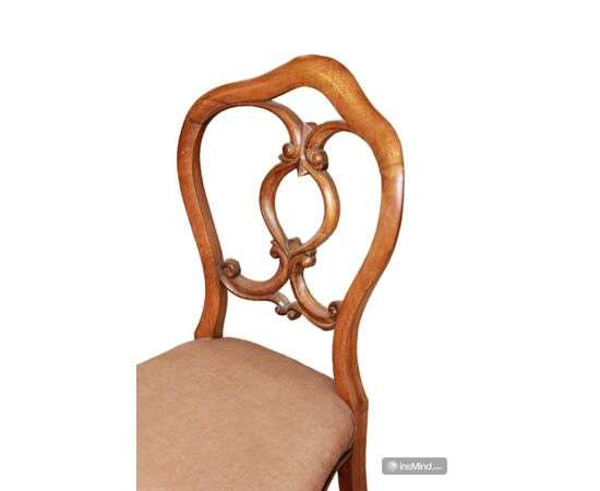 Set of 4 French Louis Philippe style chairs from the 1800s in walnut wood