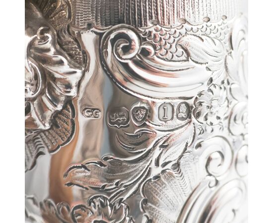 Cioccolatiera in argento sterling Giorgio IV, George Cowie, Londra, 1826