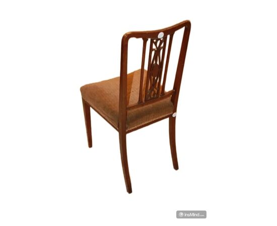 Set of 4 Victorian mahogany wood chairs with inlay threading