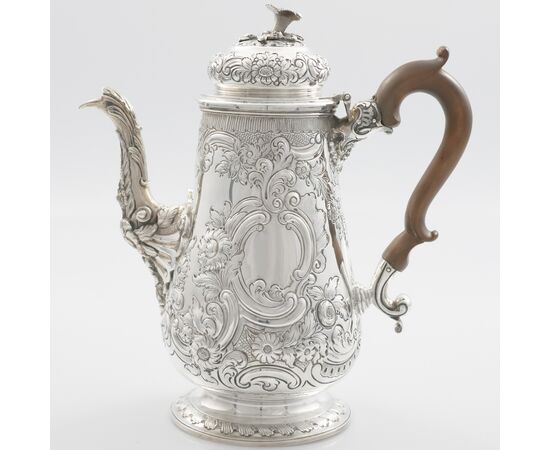 Cioccolatiera in argento sterling Giorgio IV, George Cowie, Londra, 1826