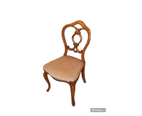 Set of 4 French Louis Philippe style chairs from the 1800s in walnut wood
