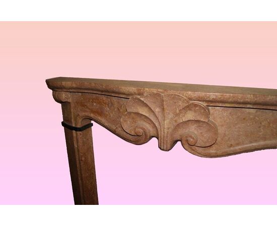 Early 1900s French fireplace in pink marble