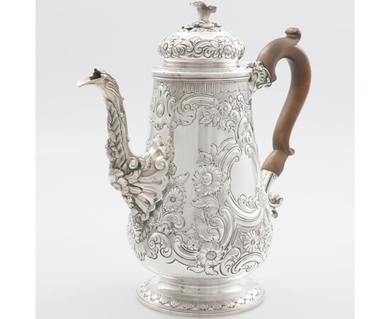 Cioccolatiera in argento sterling Giorgio IV, George Cowie, Londra, 1826