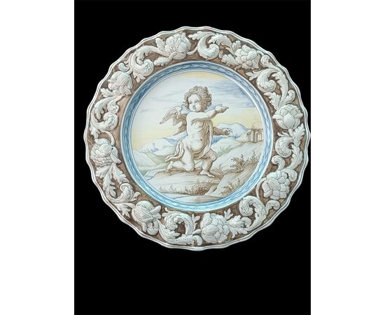 Piatto in maiolica , manifattura Rampini Pavia ,  fine del XVII secolo