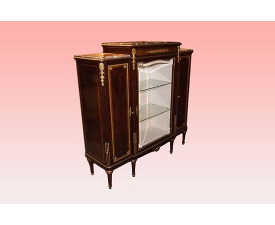 French 1800s Sormani showcase with 3 mahogany doors