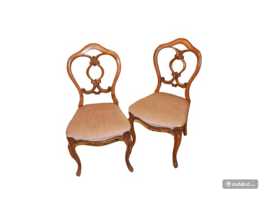 Set of 4 French Louis Philippe style chairs from the 1800s in walnut wood