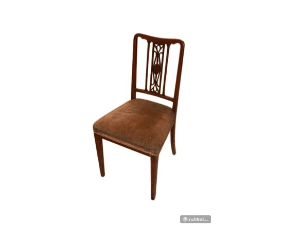 Set of 4 Victorian mahogany wood chairs with inlay threading