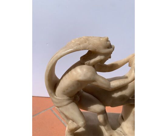 Alabaster sculpture - Hercules and the Cretan Bull. Rome, 17th century.
