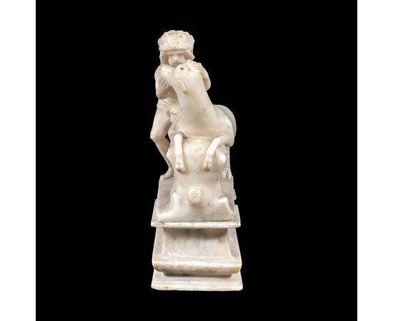 Alabaster sculpture - Hercules and the Cretan Bull. Rome, 17th century.