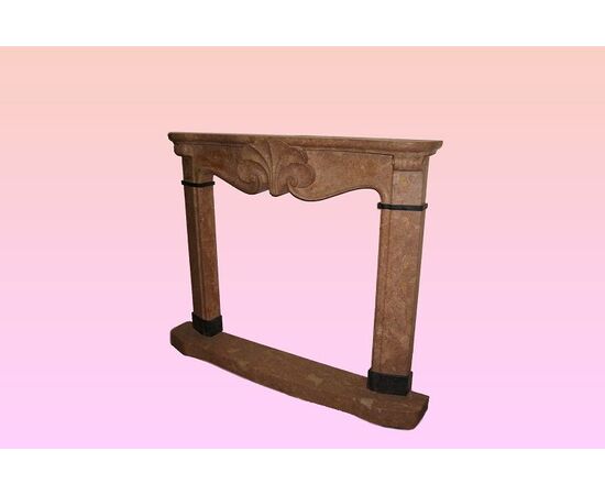 Early 1900s French fireplace in pink marble
