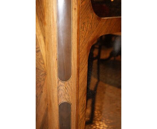 French Regency style cabinet display case from the 1800s with antique mirrors