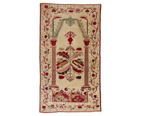 Antico tappeto a preghiera GHIORDES da collezione  