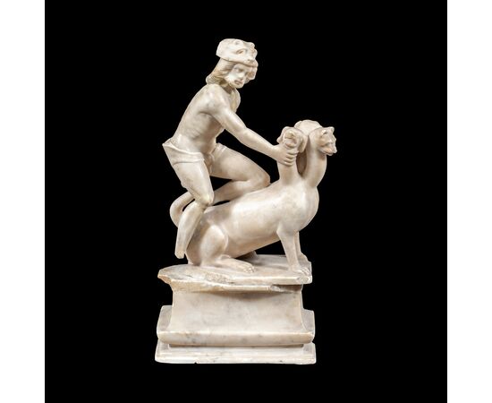 Scultura in alabastro - Ercole e Cerbero. Roma, XVII secolo.