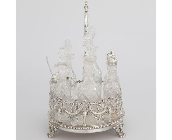 Queen Victoria sterling silver condiment stand, Walker Knowles & Co., Sheffield, 1858