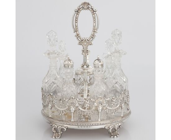 Queen Victoria sterling silver condiment stand, Walker Knowles & Co., Sheffield, 1858
