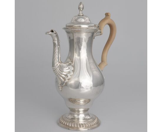 George III silver coffee pot with wooden handle, Charles Wright, London, 1771