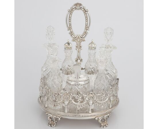 Queen Victoria sterling silver condiment stand, Walker Knowles & Co., Sheffield, 1858
