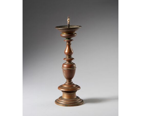 Cast bronze baluster candlestick - Central Italy, 16th century