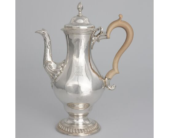 George III silver coffee pot with wooden handle, Charles Wright, London, 1771