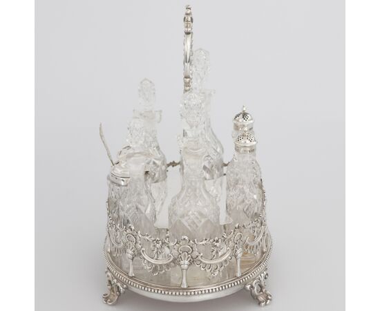 Queen Victoria sterling silver condiment stand, Walker Knowles & Co., Sheffield, 1858