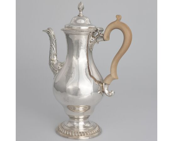 George III silver coffee pot with wooden handle, Charles Wright, London, 1771
