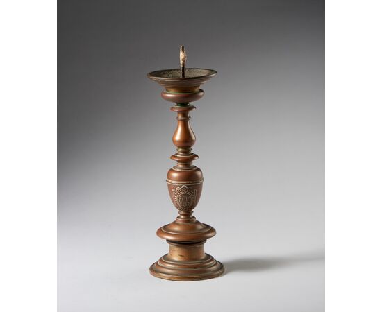 Cast bronze baluster candlestick - Central Italy, 16th century