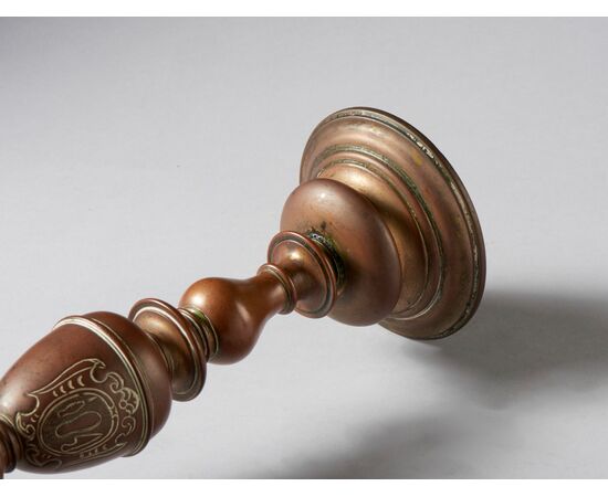 Cast bronze baluster candlestick - Central Italy, 16th century