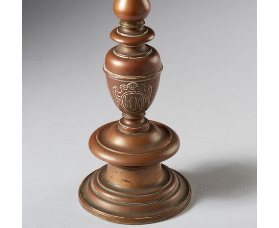 Cast bronze baluster candlestick - Central Italy, 16th century