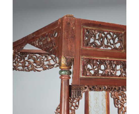 Letto a Baldacchino in Legno Esotico India Inizio XX Secolo