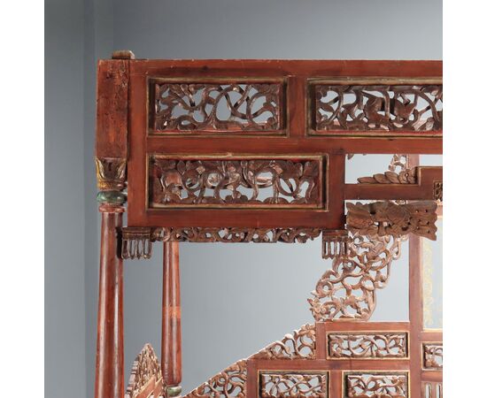 Letto a Baldacchino in Legno Esotico India Inizio XX Secolo