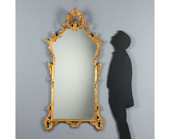 Carved Wooden Mirror, Italy, Mid-20th Century