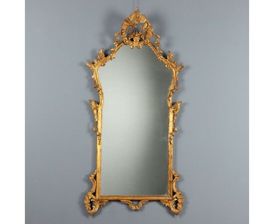 Carved Wooden Mirror, Italy, Mid-20th Century