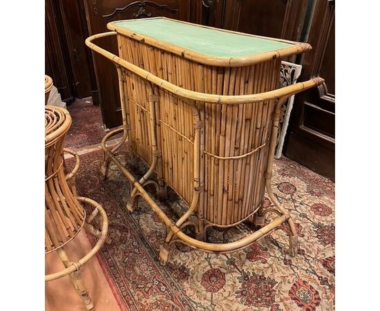 PANC168 - Bamboo bar attributed to Bonacina, 1950s-1970s, counter cm L 150 x H 105