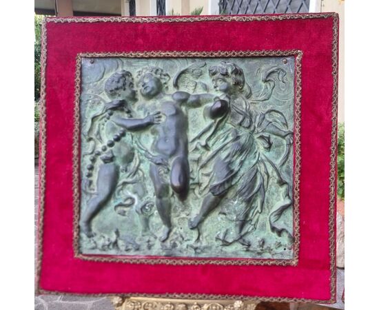 Coppia di altorilievi in bronzo neoclassici 1780 gioco di putti