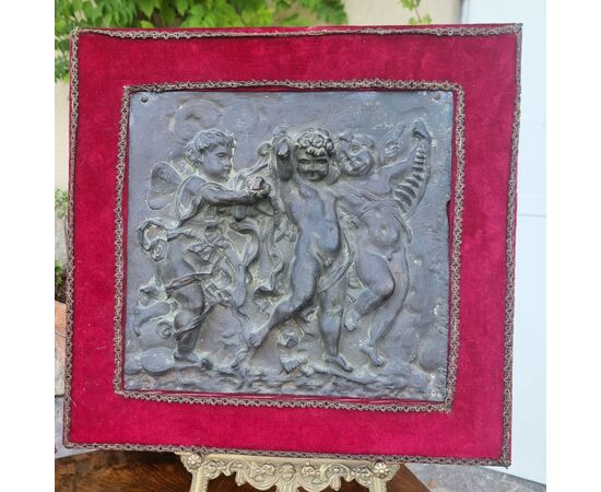 Coppia di altorilievi in bronzo neoclassici 1780 gioco di putti