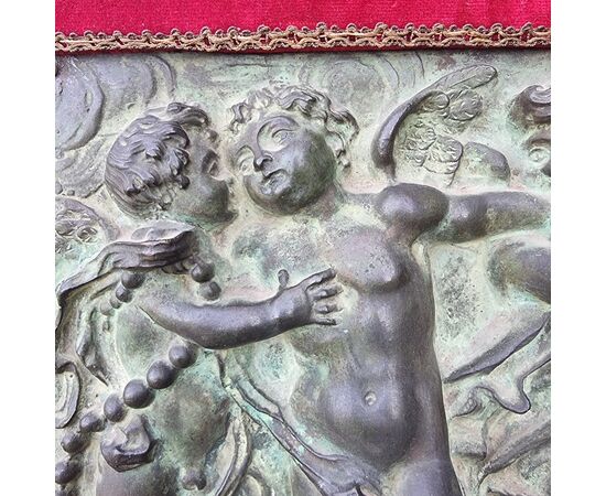 Coppia di altorilievi in bronzo neoclassici 1780 gioco di putti