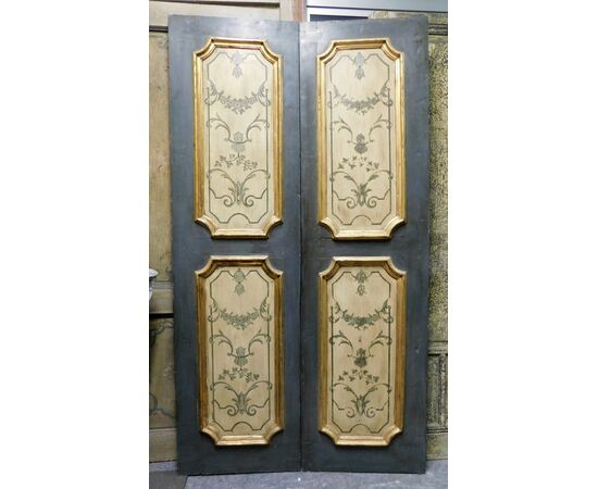 ptl548 - painted door with four panels, 18th century, cm l 117 xh 212     