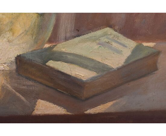 ANTIQUE FLOWER PAINTINGS, STILL LIFE WITH VASE OF WHITE CARNATIONS, OIL ON CANVAS, EARLY 20TH CENTURY. (QF691)