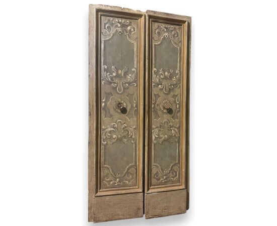 PTL716 - Antique painted door, 18th century, opening cm W 97 x H 212