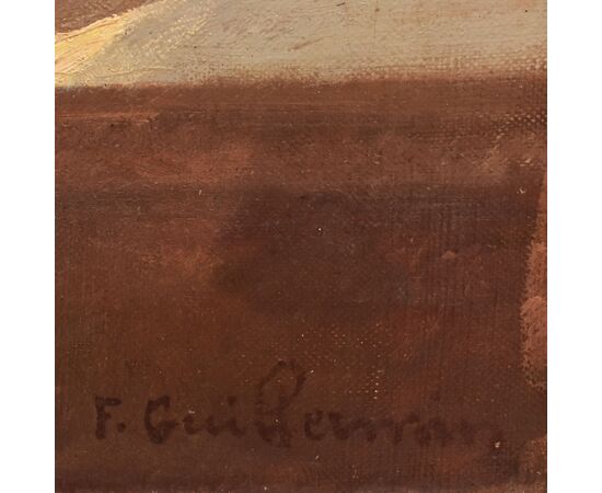 ANTIQUE FLOWER PAINTINGS, STILL LIFE WITH VASE OF WHITE CARNATIONS, OIL ON CANVAS, EARLY 20TH CENTURY. (QF691)
