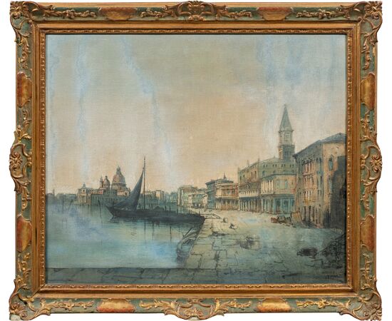 Pittore veneziano (XIX sec.) - Venezia, veduta dalla Riva degli Schiavoni.
