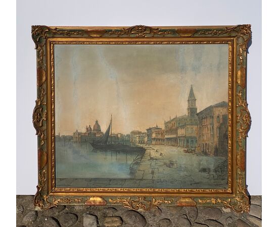Pittore veneziano (XIX sec.) - Venezia, veduta dalla Riva degli Schiavoni.