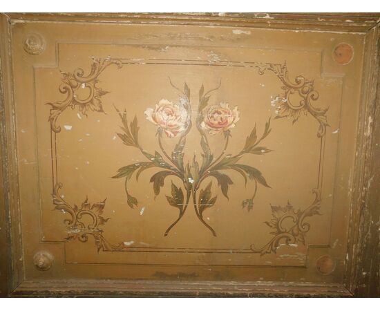 PTL549 - Liberty style lacquered wooden door with floral decorations, dimensions cm W 106 x H 248