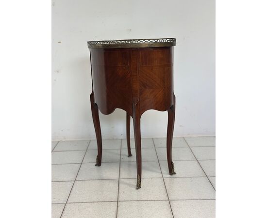 Tavolino Ovale Francese con Cassetti, del 1800 Riccamente intarsiato ( restaurato )