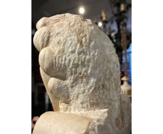 Large heraldic coat of arms carved in marble